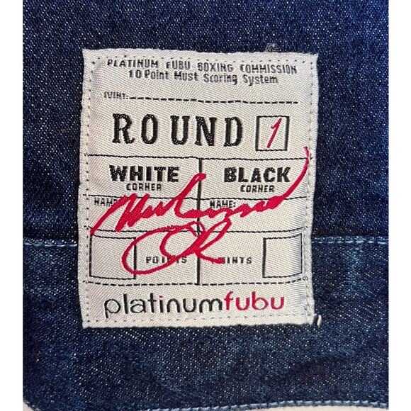 Vtg 90s Y2k Platinum Fubu Muhammad Ali Oversized Denim Jacket Sz L Hip Hop FLAWS - Picture 11 of 15